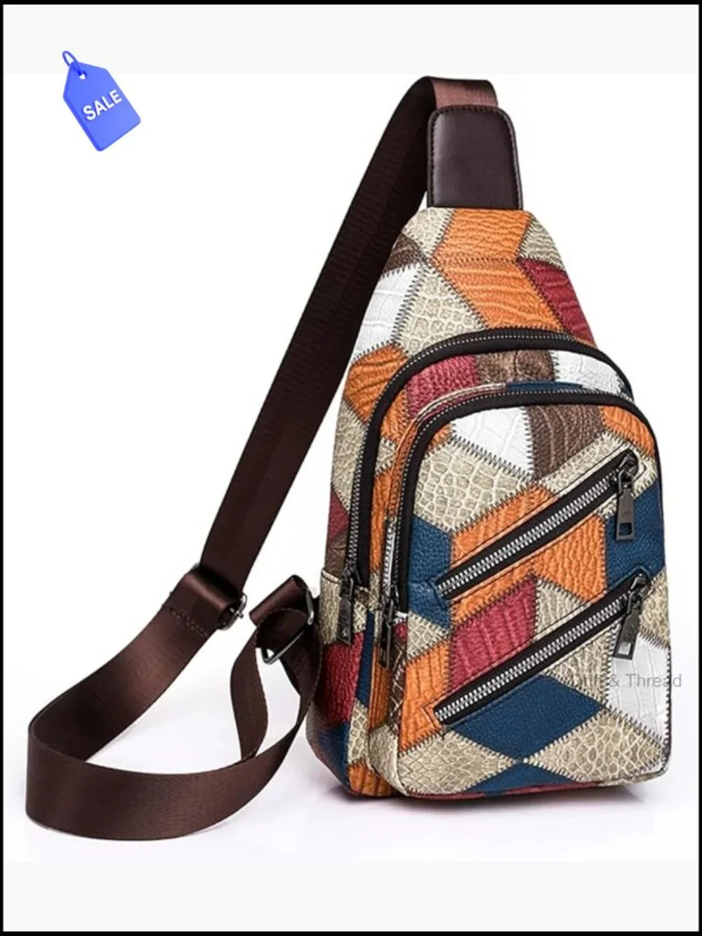 PU Leather Sling Backpack Crossbody Bag Travel Daypack
